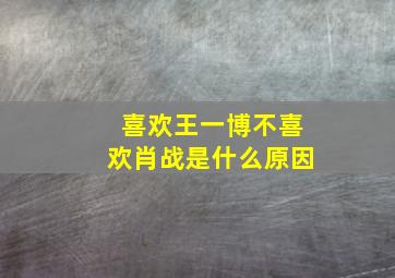 喜欢王一博不喜欢肖战是什么原因