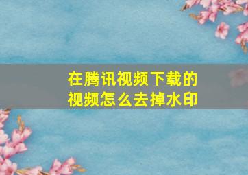 在腾讯视频下载的视频怎么去掉水印