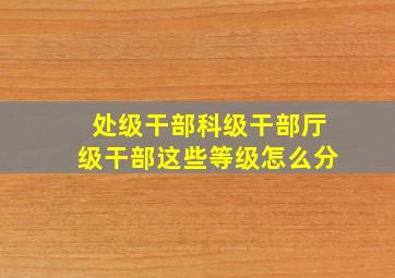 处级干部科级干部厅级干部这些等级怎么分