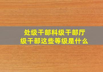 处级干部科级干部厅级干部这些等级是什么