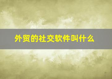 外贸的社交软件叫什么