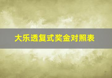 大乐透复式奖金对照表