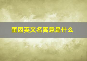 奎因英文名寓意是什么