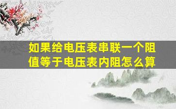 如果给电压表串联一个阻值等于电压表内阻怎么算