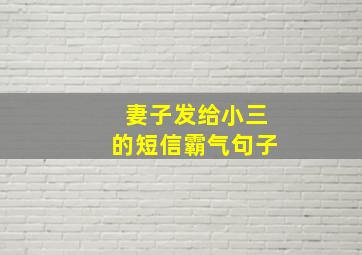 妻子发给小三的短信霸气句子