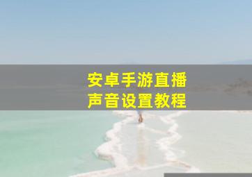 安卓手游直播声音设置教程