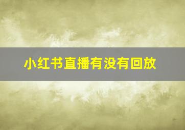 小红书直播有没有回放