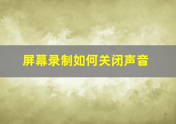 屏幕录制如何关闭声音