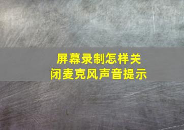 屏幕录制怎样关闭麦克风声音提示