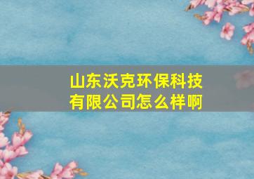 山东沃克环保科技有限公司怎么样啊