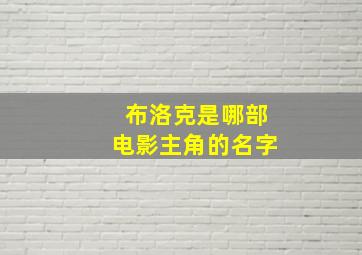 布洛克是哪部电影主角的名字