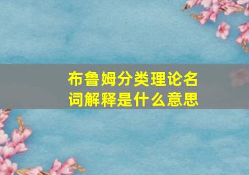 布鲁姆分类理论名词解释是什么意思