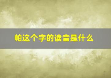 帕这个字的读音是什么