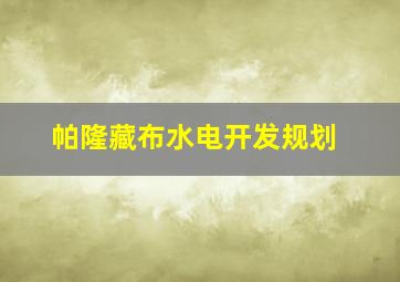 帕隆藏布水电开发规划