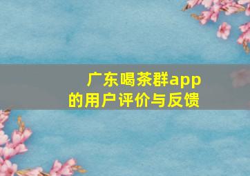 广东喝茶群app的用户评价与反馈