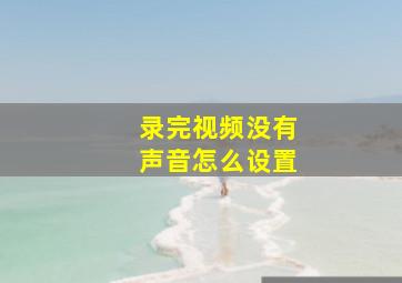 录完视频没有声音怎么设置