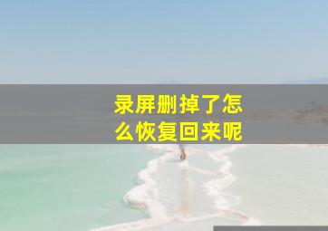 录屏删掉了怎么恢复回来呢