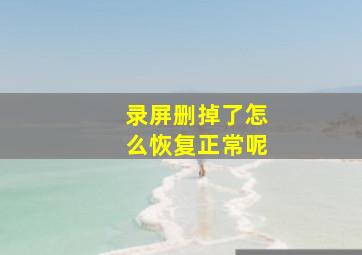 录屏删掉了怎么恢复正常呢