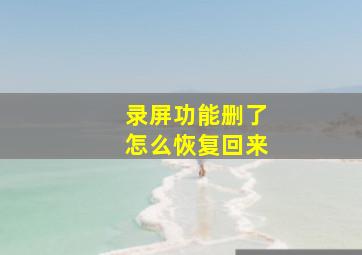 录屏功能删了怎么恢复回来