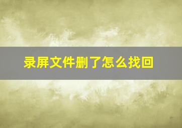 录屏文件删了怎么找回