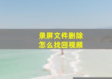 录屏文件删除怎么找回视频