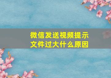 微信发送视频提示文件过大什么原因