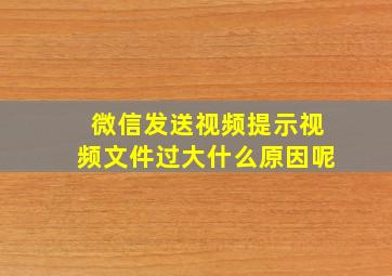 微信发送视频提示视频文件过大什么原因呢