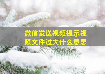 微信发送视频提示视频文件过大什么意思