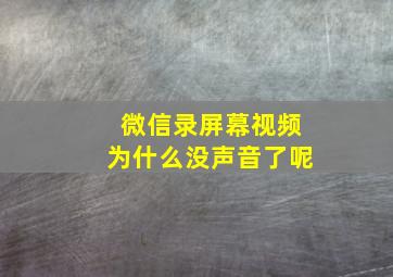 微信录屏幕视频为什么没声音了呢