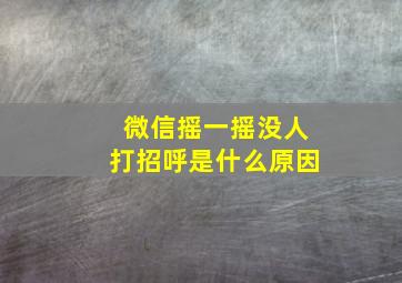 微信摇一摇没人打招呼是什么原因