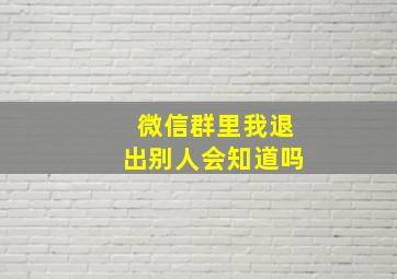 微信群里我退出别人会知道吗