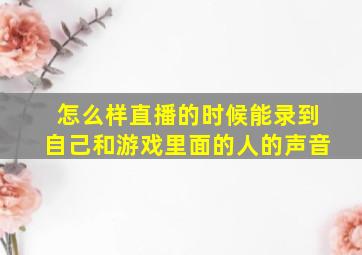 怎么样直播的时候能录到自己和游戏里面的人的声音