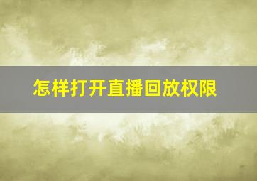 怎样打开直播回放权限