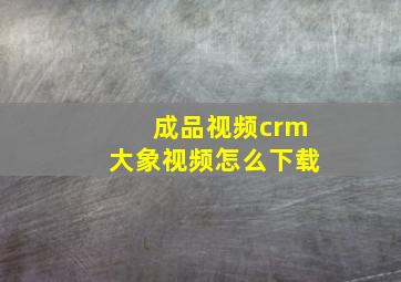 成品视频crm大象视频怎么下载