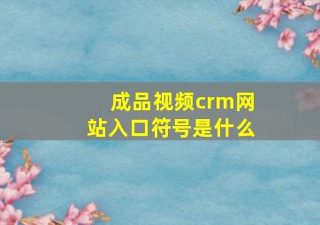 成品视频crm网站入口符号是什么