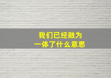 我们已经融为一体了什么意思