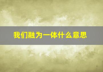 我们融为一体什么意思