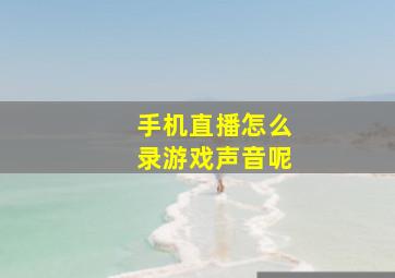 手机直播怎么录游戏声音呢