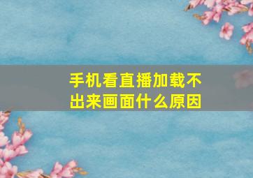 手机看直播加载不出来画面什么原因