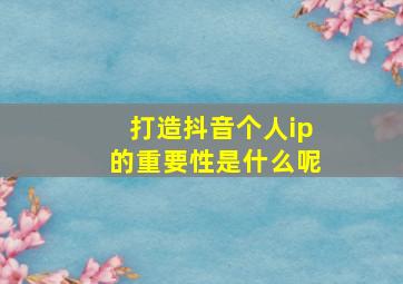 打造抖音个人ip的重要性是什么呢