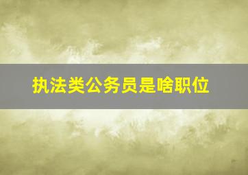 执法类公务员是啥职位