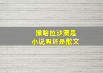 撒哈拉沙漠是小说吗还是散文