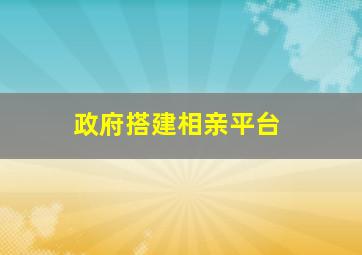 政府搭建相亲平台