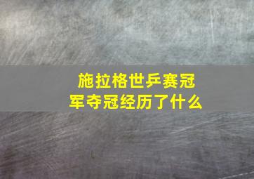 施拉格世乒赛冠军夺冠经历了什么