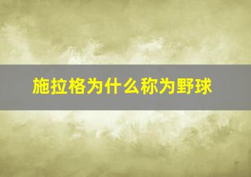 施拉格为什么称为野球