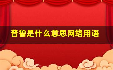 普鲁是什么意思网络用语