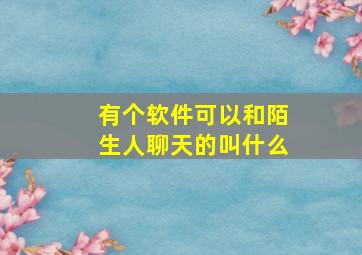 有个软件可以和陌生人聊天的叫什么