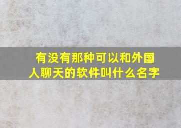 有没有那种可以和外国人聊天的软件叫什么名字