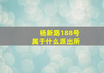 杨新路188号属于什么派出所