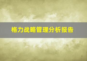 格力战略管理分析报告